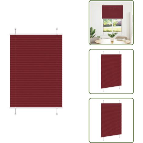 The Living Store Tenda Plissettata Rosso Bordeaux 100x100 cm Larghezza Tessuto - Privacy