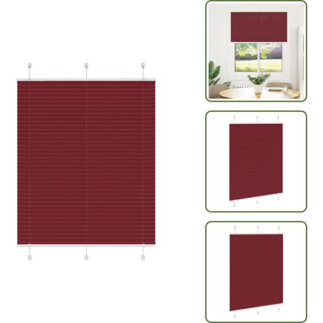 The Living Store Tenda Plissettata Rosso Bordeaux 105x150 cm Larghezza Tessuto - Privacy