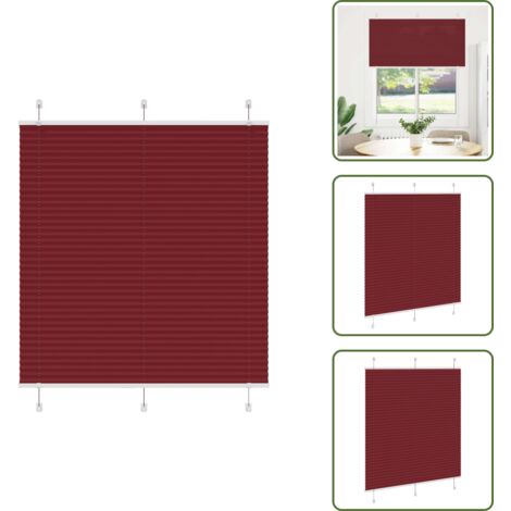 The Living Store Tenda Plissettata Rosso Bordeaux 120x100 cm Larghezza Tessuto - Privacy