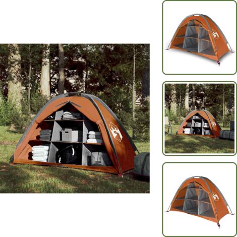 The Living Store Tenda Portaoggetti 9 Scomparti Grigio e Arancione Impermeabile - Tenda impermeabile