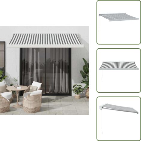 The Living Store Tenda Retrattile Antracite e Bianca 3,5x2,5m Tessuto/Alluminio - Tenda retrattile