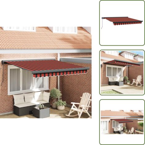 The Living Store Tenda Retrattile Arancione e Marrone 3x2,5m Tessuto e Alluminio - Tenda retrattile