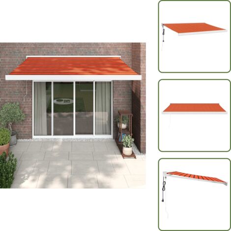 The Living Store Tenda Retrattile Arancione Marrone 3,5x2,5m Tessuto e Alluminio - Tenda da patio