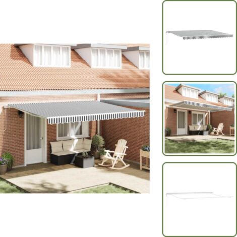 The Living Store Tenda Retrattile Automatica Antracite e Bianco 450x300 cm - Tenda da sole automatica