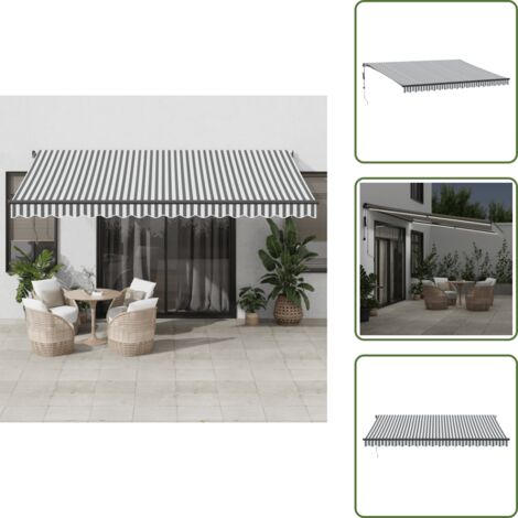 The Living Store Tenda Retrattile Automatica LED Antracite e Bianco 450x350 cm - Tenda da sole automatica