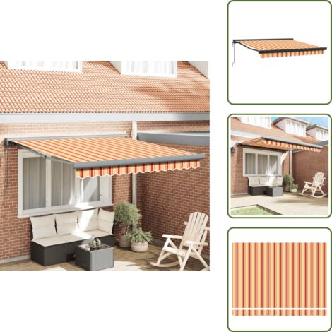 The Living Store Tenda Retrattile Gialla e Bianca 3,5x2,5 m Tessuto e Alluminio - Tenda da patio