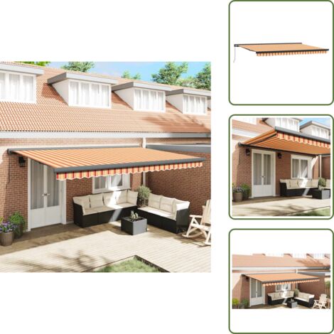 The Living Store Tenda Retrattile Gialla e Bianca 4,5x3 m in Tessuto e Alluminio - Tenda da giardino