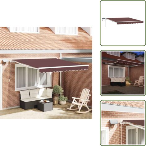 The Living Store Tenda Retrattile Manuale con LED 300x250cm Marrone - Tenda retrattile
