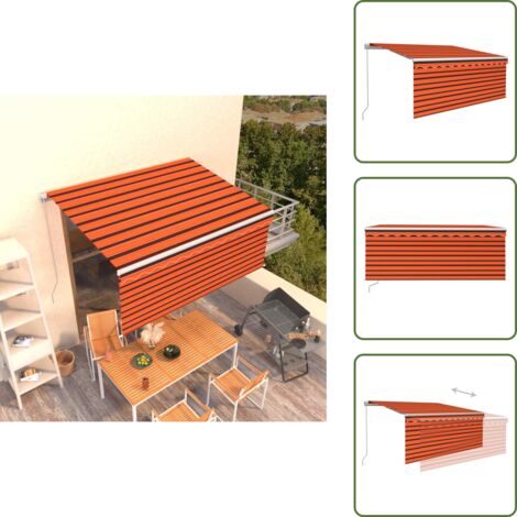 The Living Store Tenda Retrattile Manuale Parasole 3,5x2,5m Arancione e Marrone - Tenda retrattile