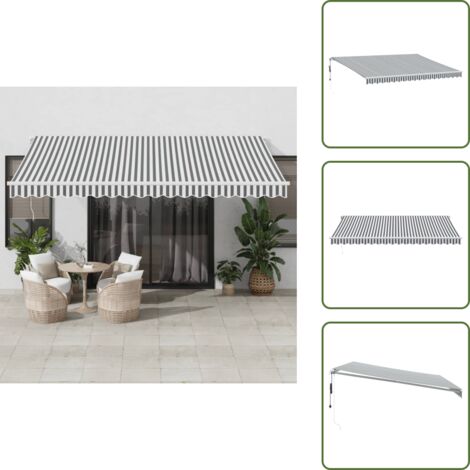 The Living Store Tenda Sole Retrattile Automatica 450x350 cm Antracite e Bianco - Tenda da sole automatica