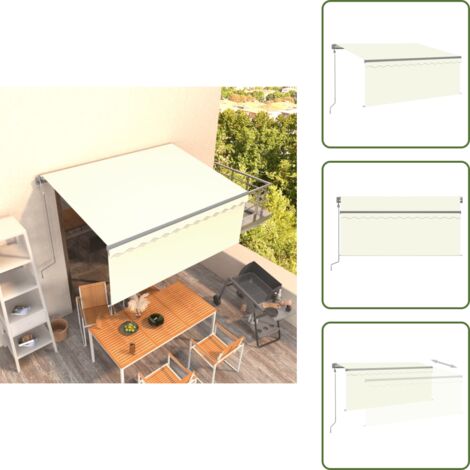 The Living Store Tenda Sole Retrattile Automatica con Parasole 3,5x2,5 m Crema - Tenda da sole automatica