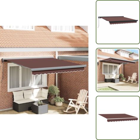 The Living Store Tenda Sole Retrattile Manuale 300x250 cm Marrone - Tenda retrattile