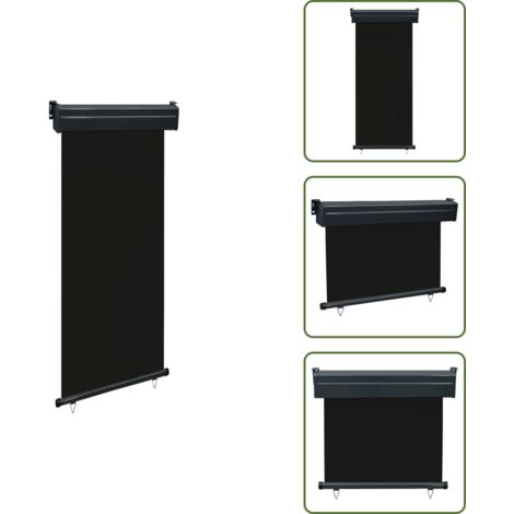 The Living Store Tendalino Laterale per Balcone 85x250 cm Nero - Tenda da sole