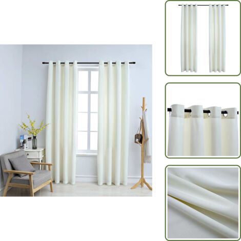 The Living Store Tende Oscuranti con Anelli 2 pz Crema in Velluto 140x245 cm - Tende in velluto