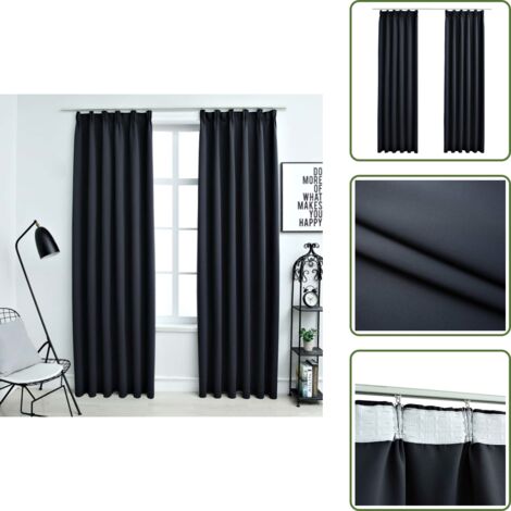 The Living Store Tende Oscuranti con Ganci 2 pz Antracite 140x175 cm - Tende per salotto