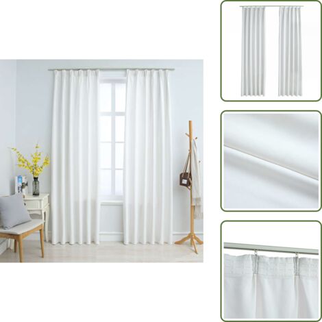 The Living Store Tende Oscuranti con Ganci 2 pz Avorio 140x175 cm - Tende con ganci