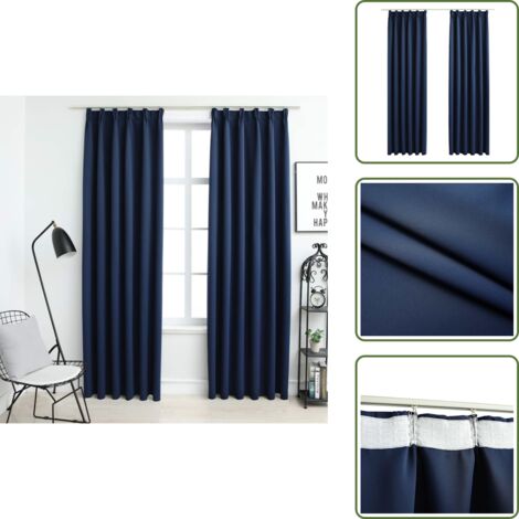 The Living Store Tende Oscuranti con Ganci 2 pz Blu 140x245 cm - Tende per salotto