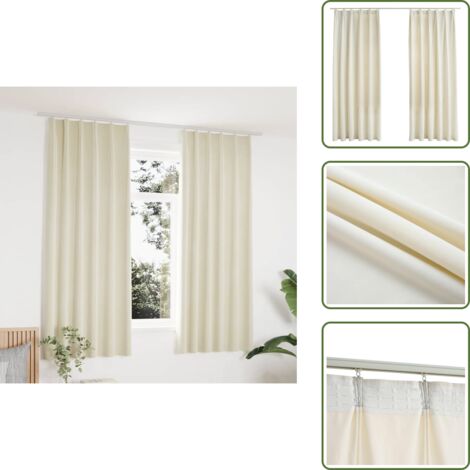 The Living Store Tende Oscuranti con Ganci 2 pz Crema in Velluto 140x175 cm - Tende in velluto