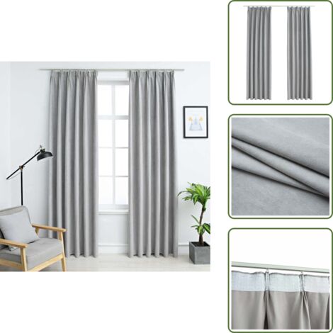 The Living Store Tende Oscuranti con Ganci 2 pz Grigie 140x175 cm - Tende grigie