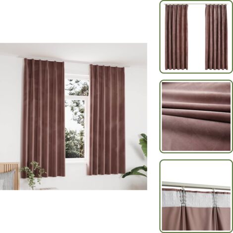 The Living Store Tende Oscuranti con Ganci 2 pz Rosa Antico in Velluto 140x175cm - Tende in velluto