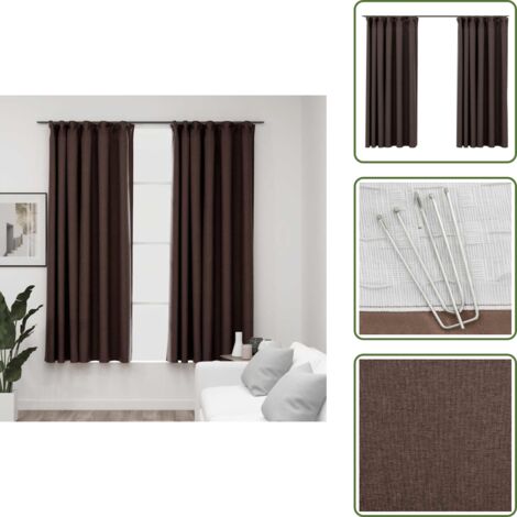 The Living Store Tende Oscuranti con Ganci Effetto Lino 2 pz Talpa 140x175 cm - Tende in simil lino