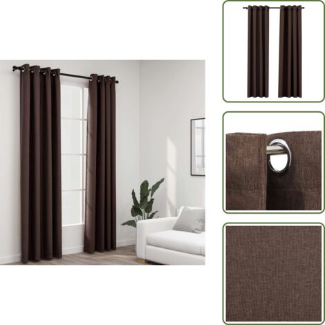 The Living Store Tende Oscuranti Effetto Lino con Occhielli 2 pz Talpa 140x245cm - Tende lino
