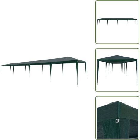 The Living Store Tendone per Feste 3x12 m in PE Verde - Tenda da giardino