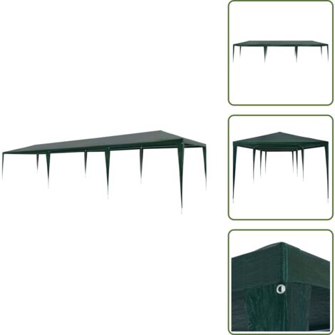The Living Store Tendone per Feste 3x9 m in PE Verde - Gazebo da giardino