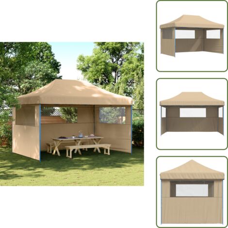 The Living Store Tendone per Feste Pieghevole Pop-Up con 3 Pareti Beige - Tenda per feste