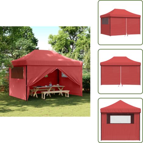 The Living Store Tendone per Feste Pieghevole Pop-Up con 4 Pareti Bordò - Tenda per eventi