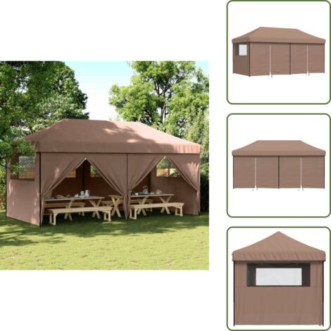 The Living Store Tendone per Feste Pieghevole Pop-Up con 4 Pareti Marrone - Tenda per eventi