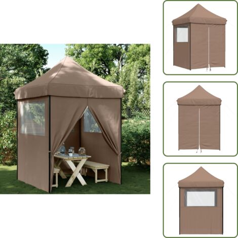 The Living Store Tendone per Feste Pieghevole Pop-Up con 4 Pareti Marrone - Tenda pieghevole