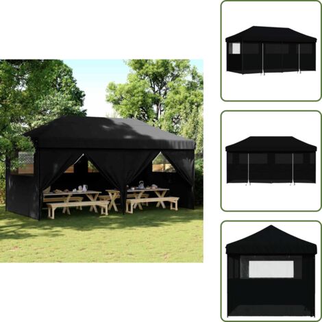 The Living Store Tendone per Feste Pieghevole Pop-Up con 4 Pareti Nero - Tenda per eventi
