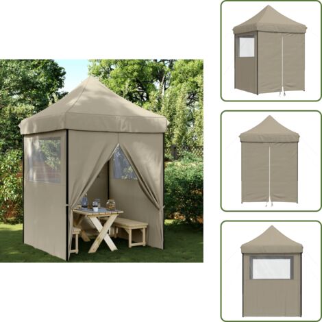 The Living Store Tendone per Feste Pieghevole Pop-Up con 4 Pareti Tortora - Tenda per eventi