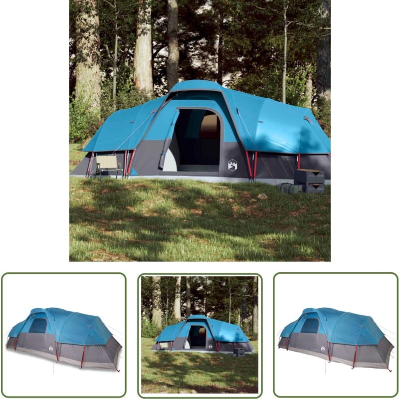 Tente à dôme 11 personnes bleu imperméable - Tente Famille - Tente Camping - Tente Dome - Tente Imperméable - Tente Spacieuse - The Living Store