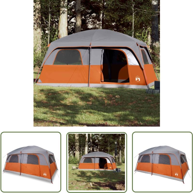 Tente de cabine familiale 10 personnes gris orange imperméable - Tente Famille - Tente Camping - Tente Imperméable - Tente Résistant Au Vent - Tente