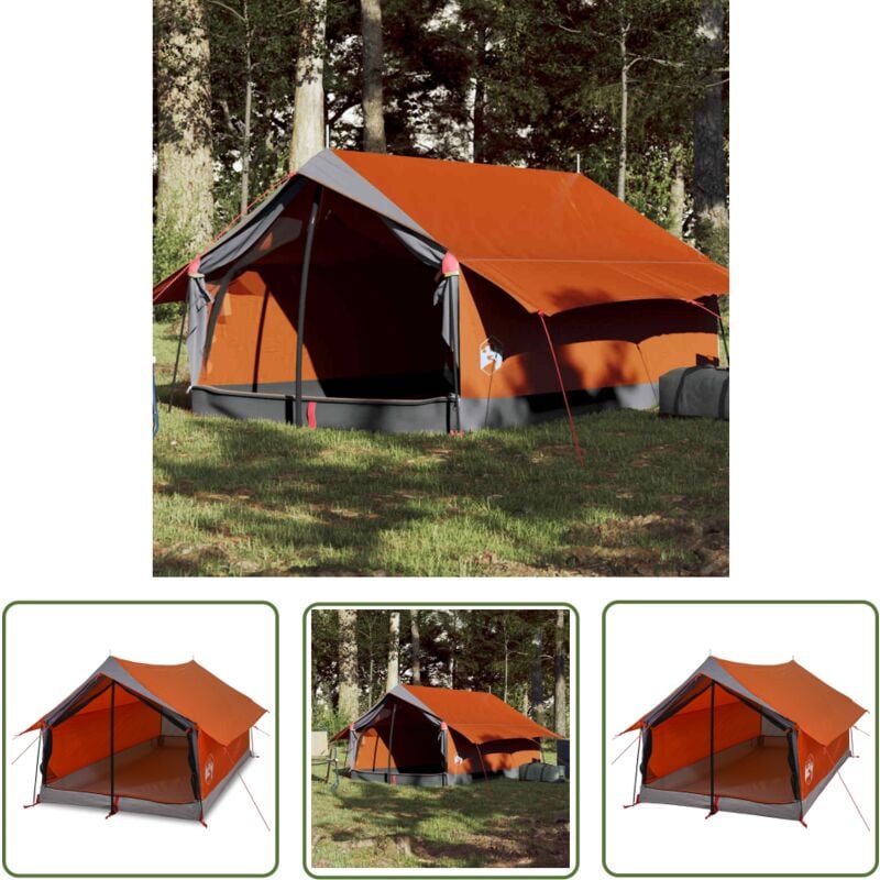 Tente de camping 2 personnes gris et orange imperméable - Tente De Camping - Tente - Abri De Jardin - Aventure En Plein Air - Campement - The Living