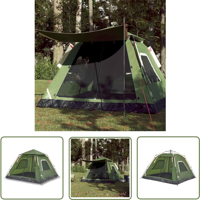 Tente de camping à dôme 5 personnes vert libération rapide - Tente De Camping - Tente Dome - Tente Familiale - Abri Extérieur - Équipement De Camping