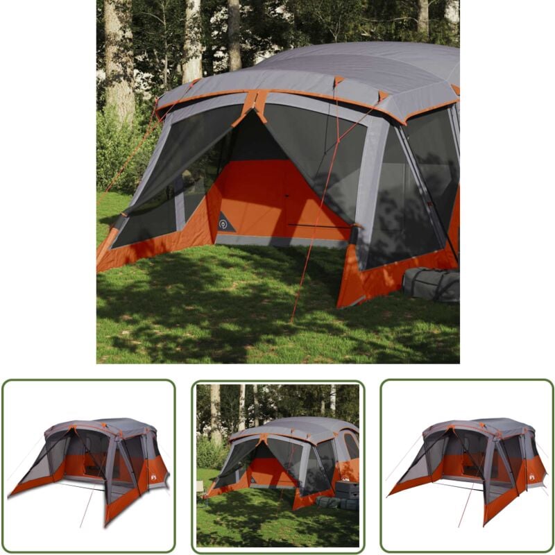 Tente de camping avec porche 4 personnes orange imperméable - Tente De Camping - Tente Imperméable - Tente Familiale - Abri Extérieur - Équipement De