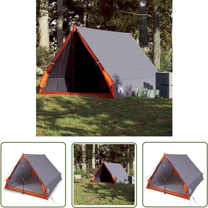The Living Store Tente de camping en forme de A 2 personnes gris imperméable - Tente De Camping - Tente Légère - Tente Imperméable - Tente 2
