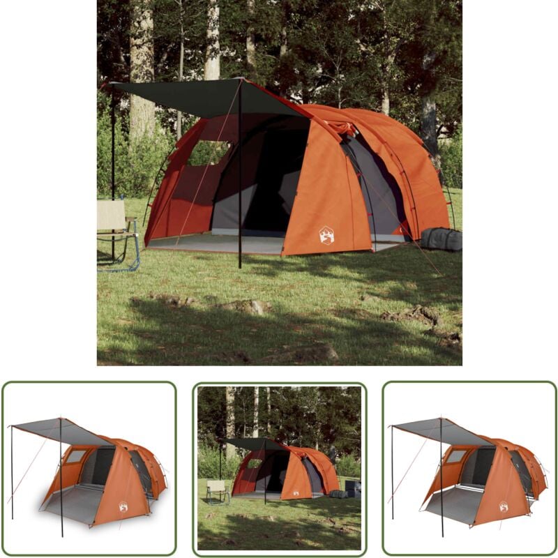 The Living Store - Tente de camping tunnel 4 personnes gris et orange imperméable - Tente De Camping - Tente Tunnel - Tente 4 Personnes - Tente