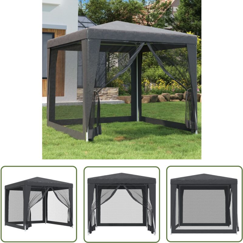The Living Store - Tente de fête 4 parois latérales en maille Anthracite 2.5x2.5 m - Tents De Jardin - Tonnelles Pliantes - Gazebo - Parasol - Abri