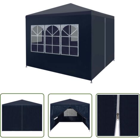 The Living Store Tente de réception 3 x 3 m Bleu - Tente De Réception - Abri Jardin - Gazebo - Parasol - Auvent