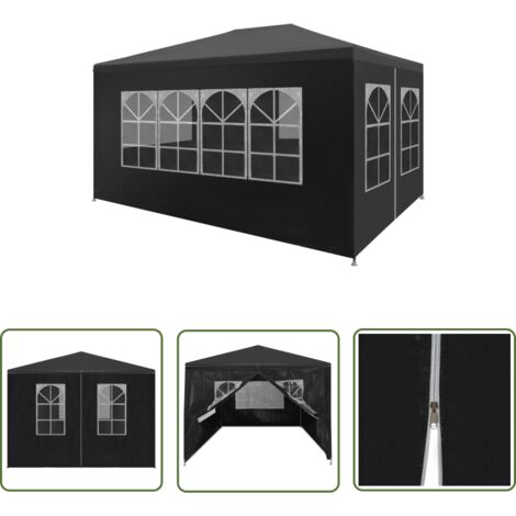 The Living Store Tente de réception 3 x 4 m Anthracite - Tente De Réception - Abri Jardin - Gazebo - Parasol - Auvent