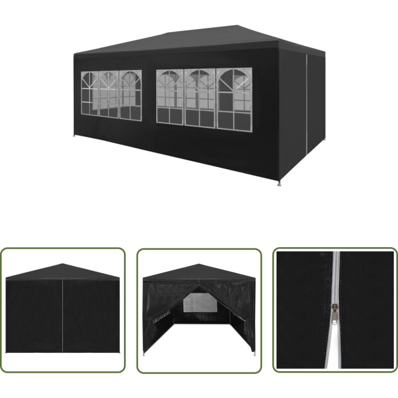 The Living Store - Tente de réception 3x6 m Anthracite - Tents De Réception - Abri Jardin - Gazebo - Auvent Pliable - Parasol