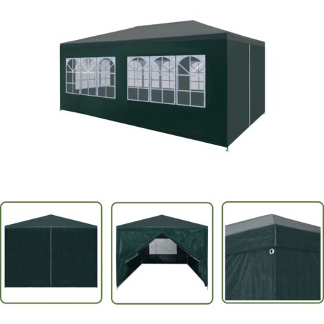 The Living Store Tente de réception 3 x 6 m Vert - Tents De Réception - Abri Jardin - Gazebo - Auvent Pliable - Parasol