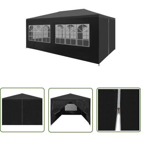 The Living Store Tente de réception 3x6 m Anthracite - Tents De Réception - Abri Jardin - Gazebo - Auvent Pliable - Parasol