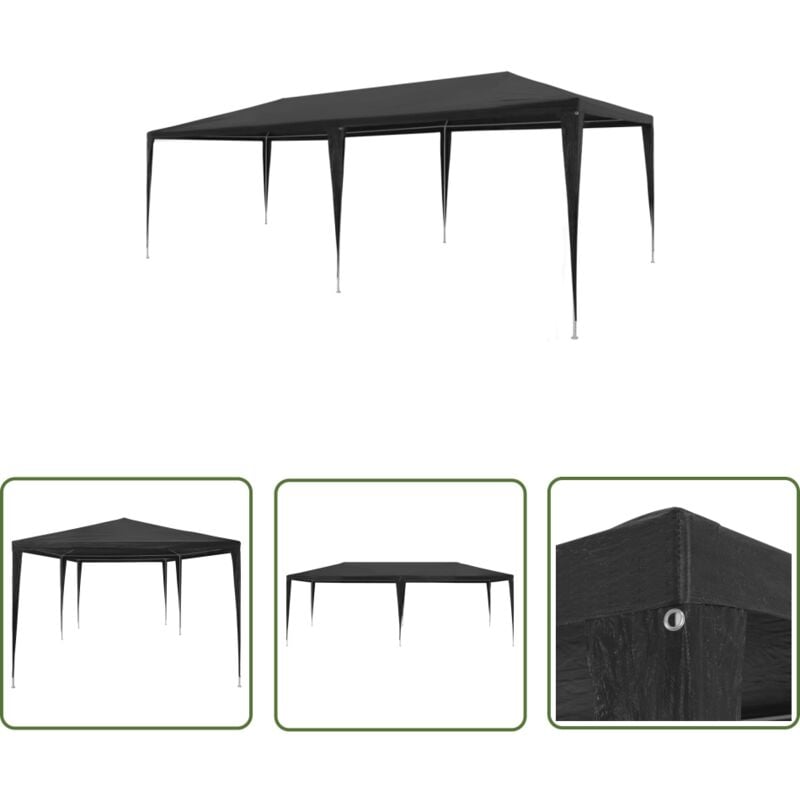 The Living Store Tente de réception 3x6 m pe Anthracite - Tente De Réception - Abri Extérieur - Parasol - Gazebo - Auvent