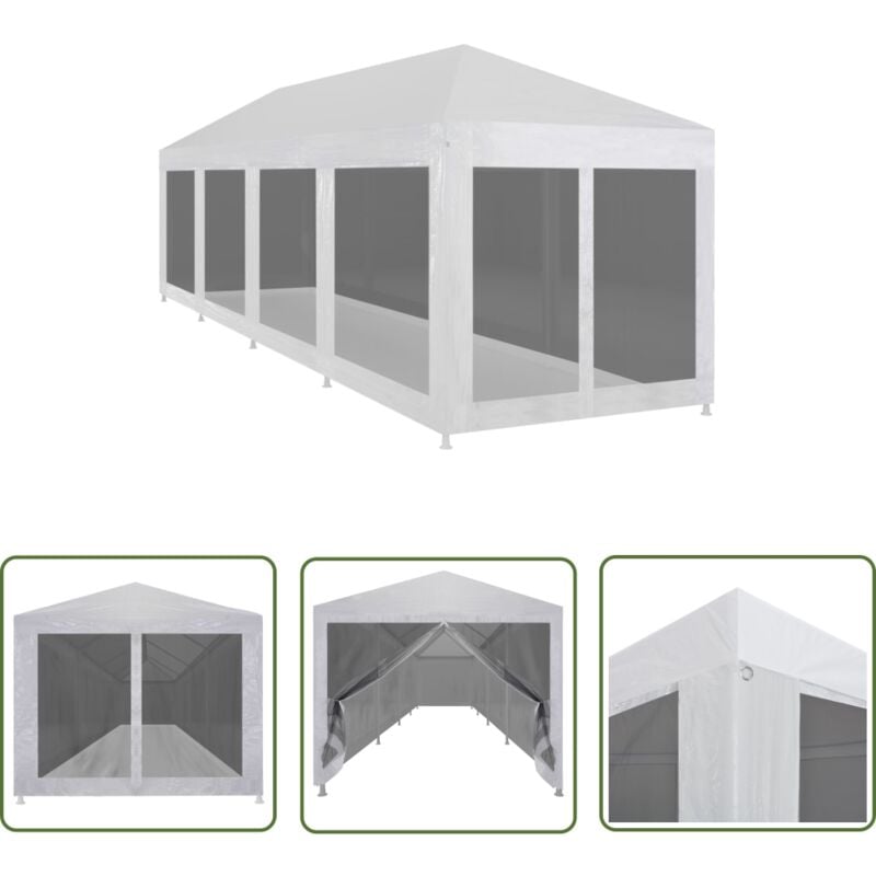 Maison Chic - The Living Store Tente de réception avec 10 parois en maille 12 x 3 m - Tents Reception - Abri Extérieur - Gazebo - Structure