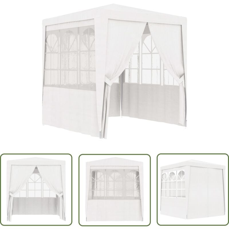 Devenirriche - The Living Store Tente de réception avec parois latérales 2,5x2,5m Blanc 90 g/m² - Tents De Jardin - Abri Jardin - Gazebo - Parasol